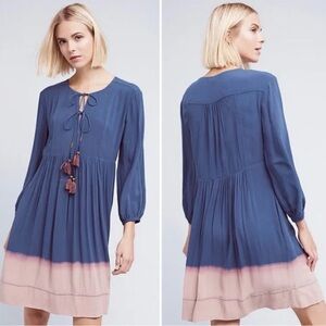 Holding Horses Anthropologie Dress Size 8 Dip Dye Ombre Tassels Western Cowgirl